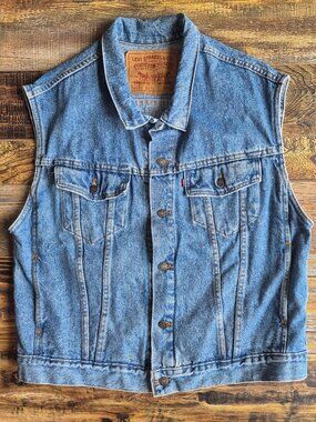 Vintage Levi's Made in USA 70595-4891 Denim Trucker Vest Jacket Blue